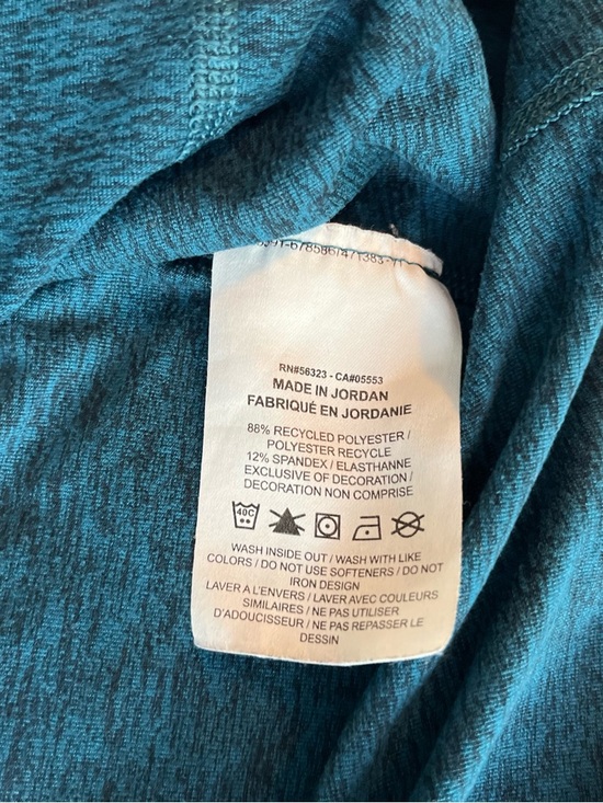 Nike Deep Teal Blue Heather Long Sleeve Runners Top with Peloton Sleeve Logo - Picture 6 of 11